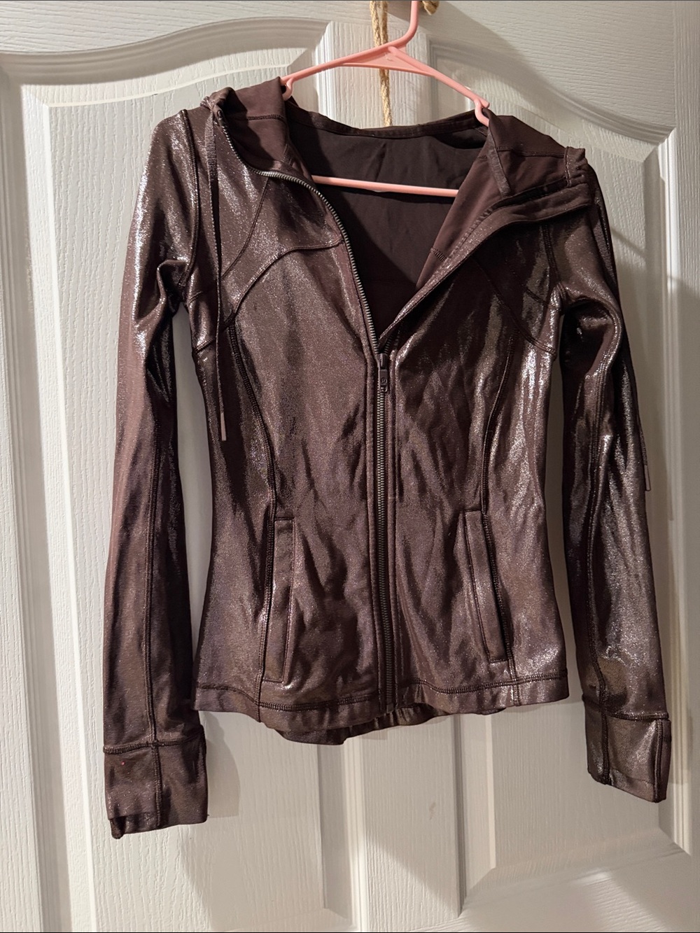 Lululemon brown sparkle full zip up jacket size 4